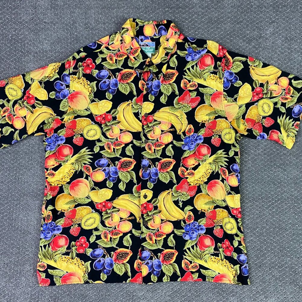 Vintage Reyn Spooner Shirt Men's XL Fruit Bananas Hawaiian 100% Rayon Tropical